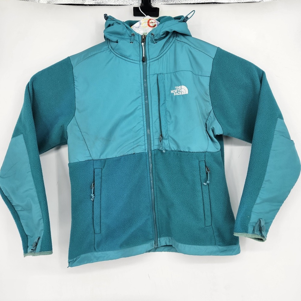 The North Face Jacket Womens Medium Pullover‎ Hoodie Outdoors Green Teal FLAWS